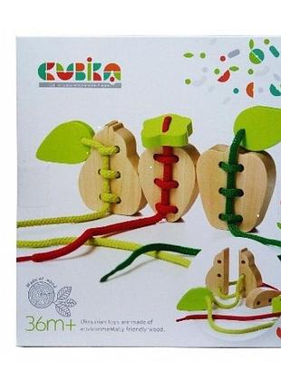 Іграшка дерев'яна розвиваюча гра-вязанка фрукти cubika 14811