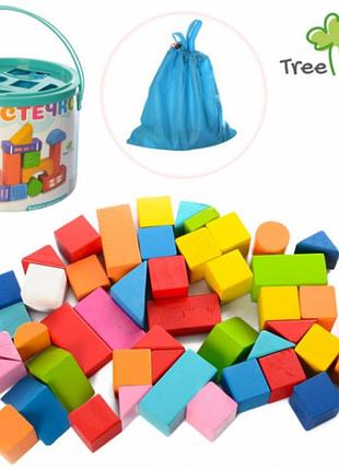 Іграшка дерев'яна містечко, 50 деталей, кришка-сортер, md0938