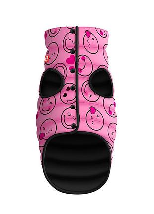 Курточка для собак waudog clothes рисунок "смайлы на розовом", l55, в 77-80 см, с 50-55 см