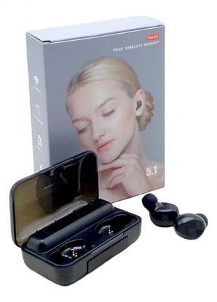 Навушники бездротові tws f9, зарядний кейс, сенсорний контроль, змінні амбушури, usb, bluetooth 5.1