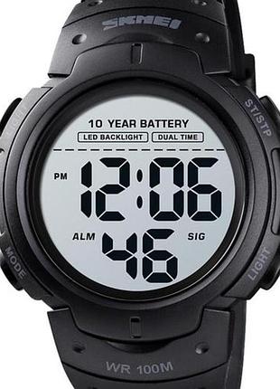 Часы мужские skmei neon спортивные цифровые черные 10 атм кварцевые с секундомером будильником 45х14 мм ve-33