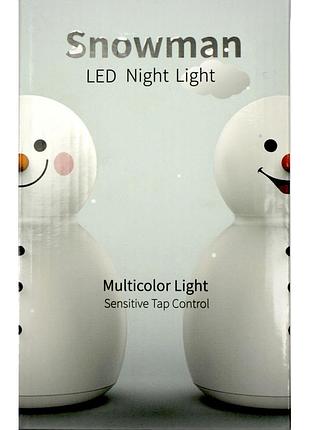 Світильник силіконовий на акумуляторі сніговик мульті rgb usb синій 1863-52