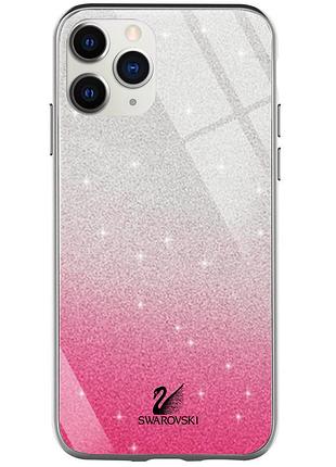 Tpu+glass чохол swarovski для apple iphone 11 pro (5.8") малиновый