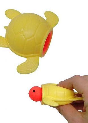 Уценка. антистресс-игрушка "черепашка", выпрыгивающая (желтая) грязная