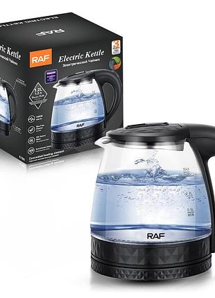 Чайник електричний скляний 1.2 литра raf r 7861 (16)