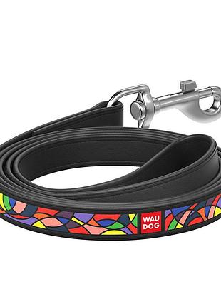 Поводок waudog design с рисунком "витраж" (ширина 25 мм, длина 122 см) черный