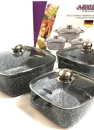 Набір каструль benson з гранітним антипригарним покриттям bn-331