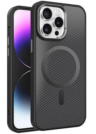 Чохол tpu+pc carbon mirage with magsafe для apple iphone 13 pro (6.1") grey мікрофібра, чохли, black, tpu, magsafe, накладка