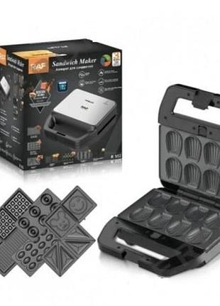 Мультимейкер 7в1 raf r.552 мультипекарь для кексов вафельница орешница бутербродница гриль 800 вт