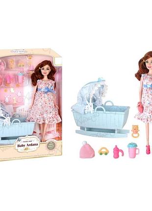 Лялька вагітна 29см, лялечка, ліжечко, a623