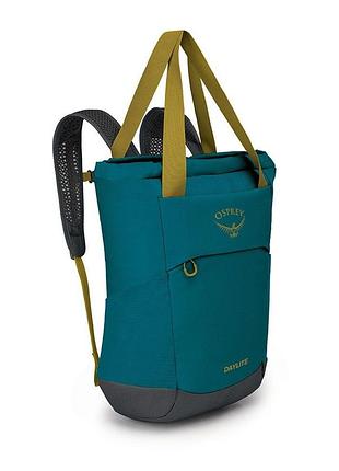 Рюкзак osprey daylite tote pack полиэстер, унисекс, серый-зеленый черный нейлон, женский, темно-бирюзовый