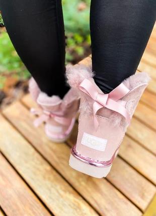 Сапоги зимние ugg mini bailey bow ii pink3 фото