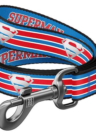 Поводок для собак нейлоновый waudog nylon светоотражающий, рисунок "супермен ретро", l-xxl, ш 25 мм, дл 122 см