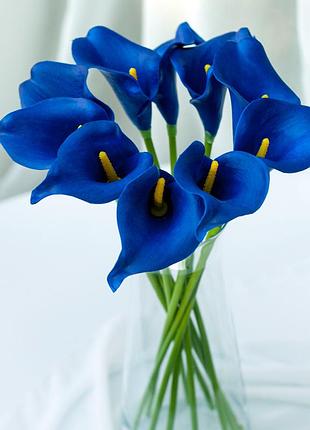 Калла на ножке искусственная в-21 см упаковка 10 шт. цвет: синий