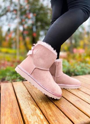 Сапоги зимние ugg mini bailey bow ii pink