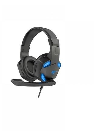 Навушники havit gaming hv-h2032d 2х3,5мм+usb black/blue+мікрофон
