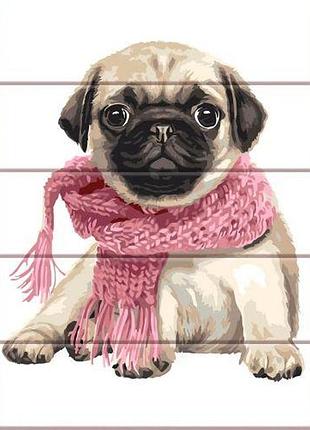 Картина по номерам на дереве "мопс" 30х40 см