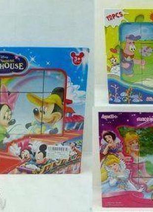 Уцінка. кубики "mickey mouse"/"sponge bob"/"принцеси" — пошкоджене паковання