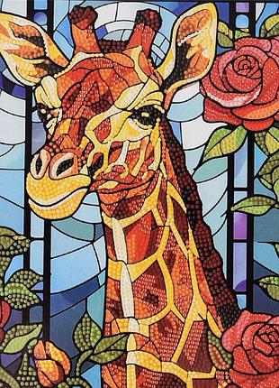 Алмазна мозаїка "жирафова казка" deex16306 не повна викладка 30х30 см