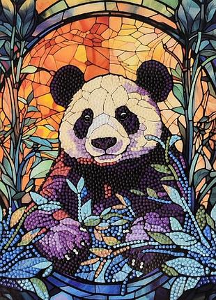 Алмазна мозаїка "панда в тиші" deex16308 не повна викладка 30х30 см