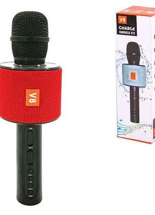 Уцінка. бездротовий караоке-мікрофон "charge v8" з bluetooth (червоний) — пошкоджене паковання/не товарний вигляд