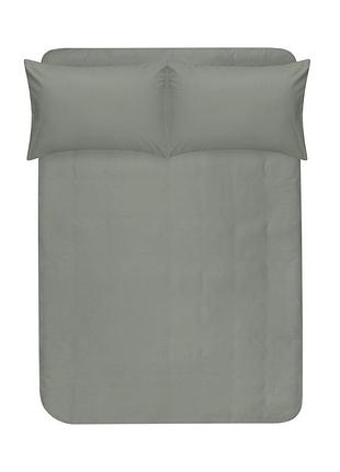 Простирадло з наволочками сатин premium lotus home - leona хакі 240x260