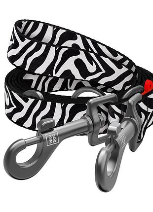 Поводок-перестежка для собак waudog nylon, рисунок "зебра", м, ш 20 мм, дл 300 см