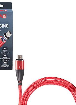 Кабель магнитный voin usb micro usb 3а 2м красный для быстрой зарядки и передачи данных ve-33