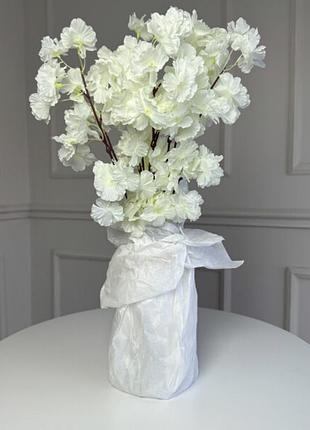 Ветка сакуры, 55 см, 5 веток. цвет: белый