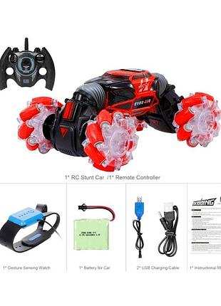 Уценка. машинка-перевертыш на радиоуправлении красная неработают часы (ud2196a)