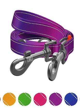 Поводок-перестежка для собак waudog nylon mono, светоотражающий, м, ш 20 мм, дл 300 см, фиолетовый