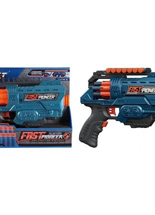 Пістолет ігровий автоматичний, з м'якими набоями 16шт,синій big929