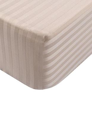 Простирадло iris home готель - сатин страйп 1*1 бежевий 160*200*25 на гумці (svt-2000022280204)