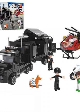 Конструктор поліція, машина, вертоліт, мотоцикл, фігурка, 524 деталей, kb110