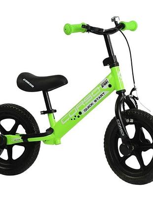 65166 велобег corso стальная рама, ручной тормоз, колесо 12 eva (пена), подставка для ног, подножка