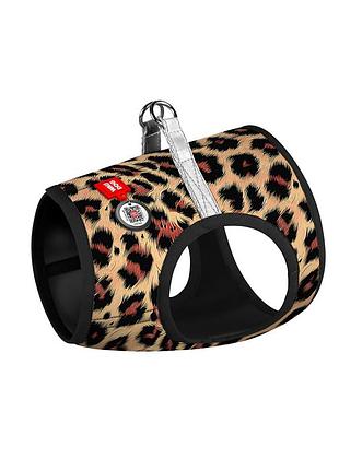 Шлея для собак мягкая waudog clothes c qr паспортом, рисунок "леопард", xs4,в 36-39 см, с 26-28 см