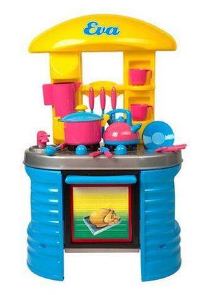 Уценка. кухня с посудой (голубая) - повреждена коробка