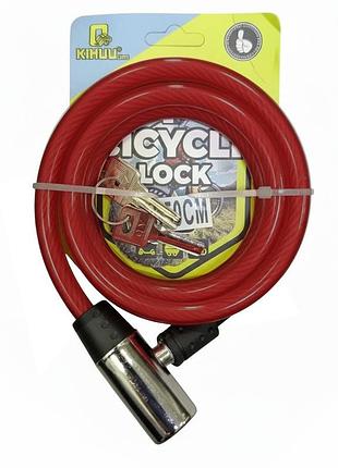 Замок велосипедний 185, 12*65 тросовий, 2 ключі. колір: червоний