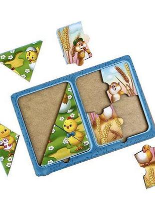 Деревянные пазлы в рамке "хомяки и цыплята"