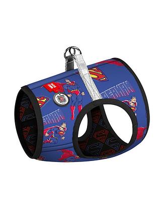 Шлея для собак мягкая waudog clothes c qr паспортом, рисунок "сила супермена", xs3, в 32-35 см, с 22-24 см