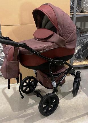 Коляска 2в1 donatan польща тканина/шкіра розпад моделі бордо шкіра/тканина