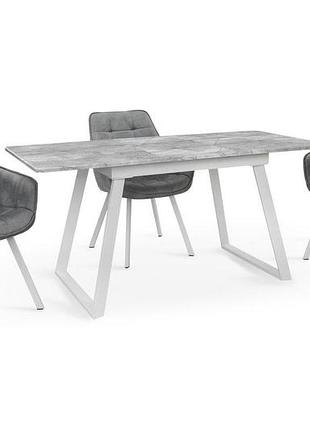 Стіл тандем 120(+40)*75 білий метал/базальт