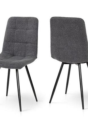 Стілець фреш (круглий) чорний/букле темно сіра