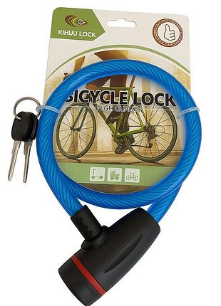 Замок велосипедний kihuu lock 187, 12*80 тросовий, 2 ключі. колір: синій