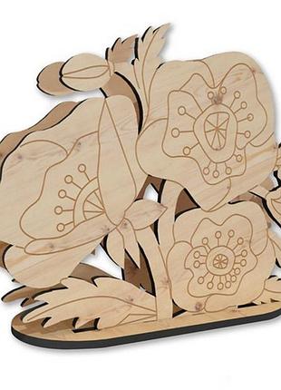 Деревянная салфетница для декорирования "маки" fdpo-302