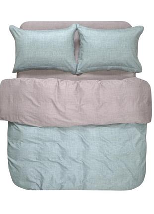 Постільна білизна сатин premium lotus home - basic зелений/кава євро