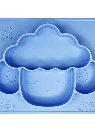 Силиконовая тарелка-коврик "баранчик", голубой (№0125)