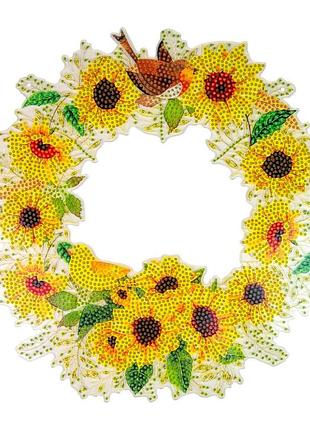 Алмазная мозаика "веночек из подсолнухов" hhe26387, 30х30 см
