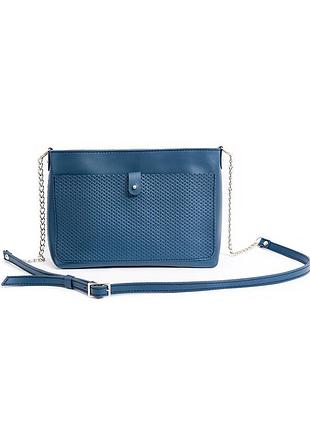 Сумка клатч шкіра синій 6689-11