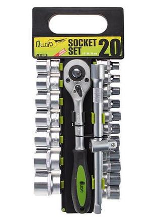 Набор торцевых головок alloid 20 предметов 1/2 дюйма для автосервиса и ремонта 8-32 мм dm-11